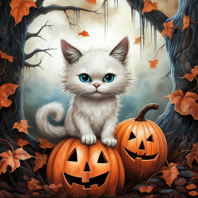 Halloween Cat 100% Cotton Fabric Panel Block R420