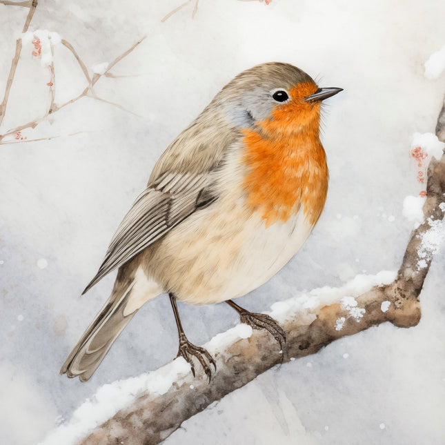 Winter Robin 100% Cotton Fabric Panel Block R427
