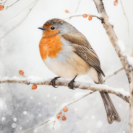 Winter Robin 100% Cotton Fabric Panel Block R428