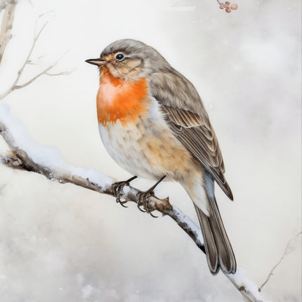 Winter Robin 100% Cotton Fabric Panel Block R430