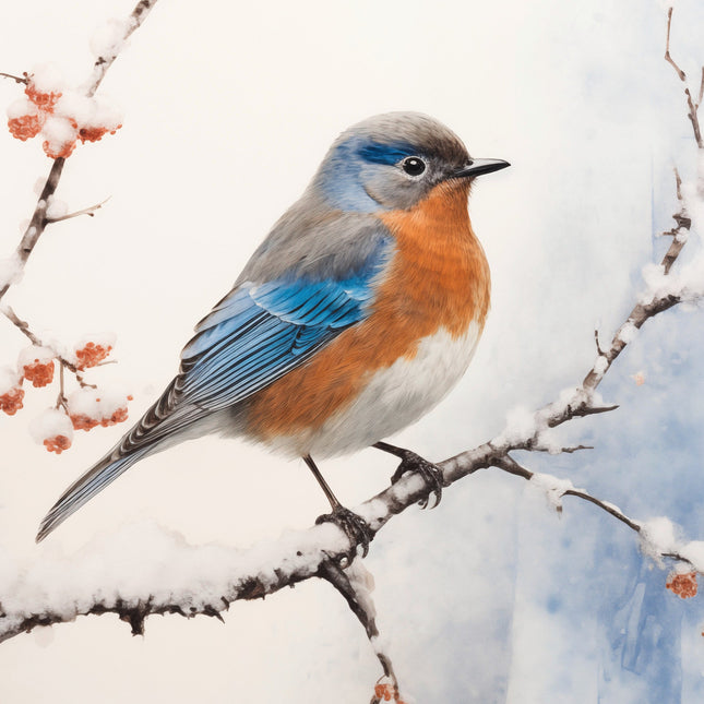 Winter Robin 100% Cotton Fabric Panel Block R437