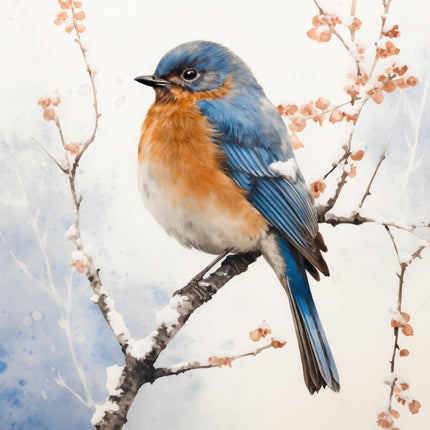 Winter Robin 100% Cotton Fabric Panel Block R439