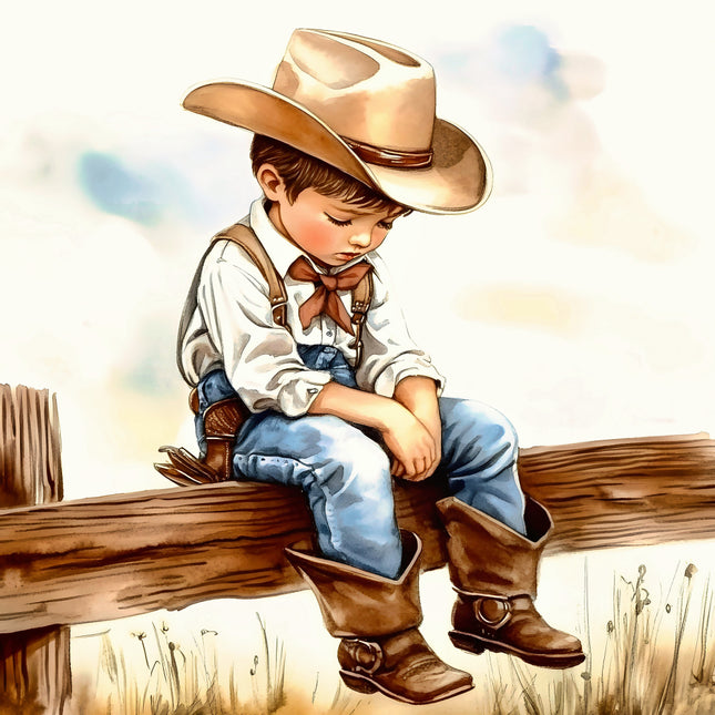 young cowboy fabric panel