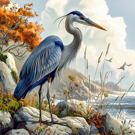 blue heron fabric panel