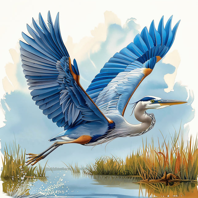 blue heron fabric panel