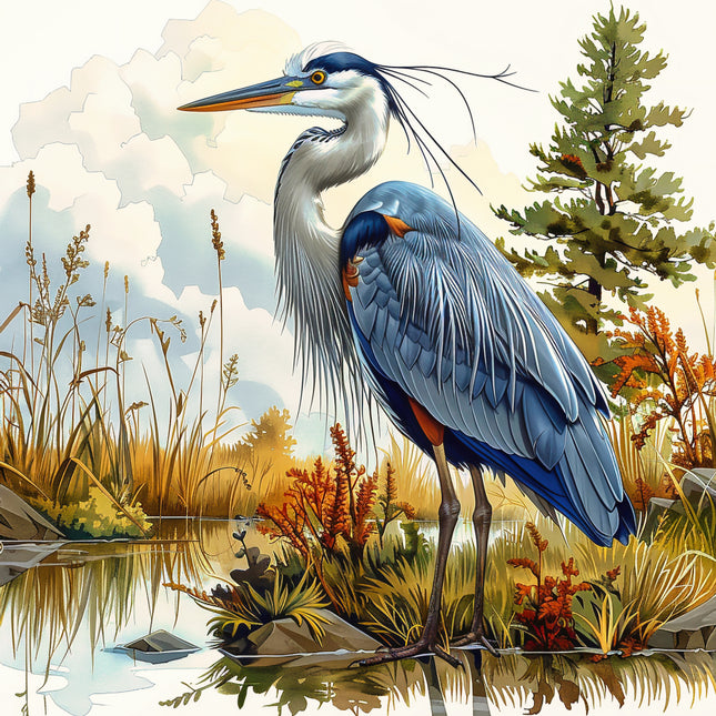 blue heron fabric panel
