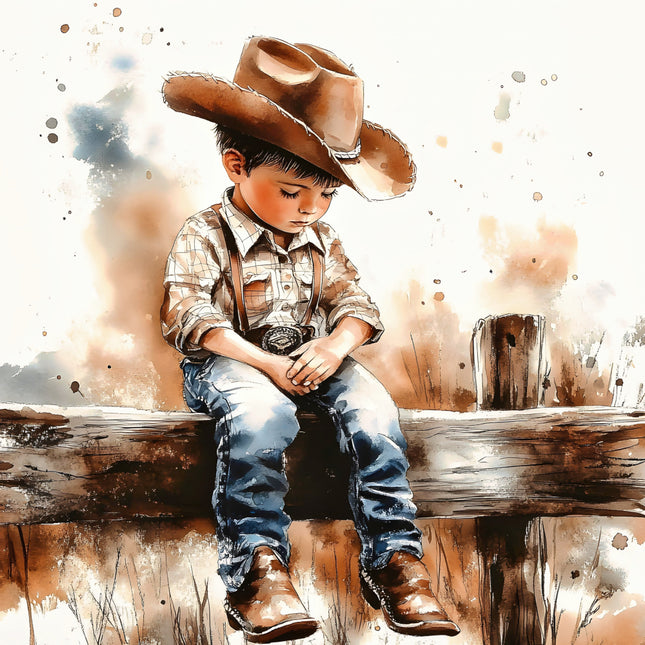 young cowboy fabric panel