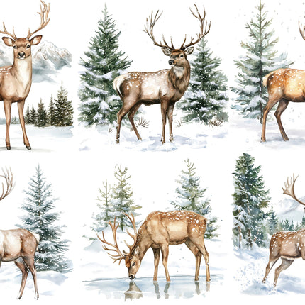 Set of six deer quilt blocks