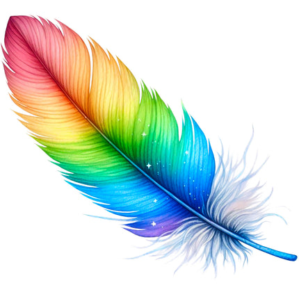 Rainbow Feather 100% Cotton Fabric Panel Block S1012