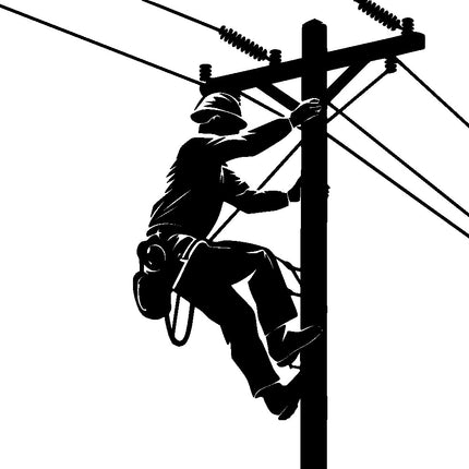 Lineman Silhouette 100% Cotton Fabric Panel Block S1019