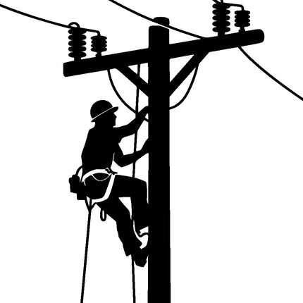 Lineman Silhouette 100% Cotton Fabric Panel Block S1021