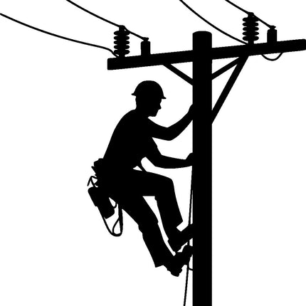 Lineman Silhouette 100% Cotton Fabric Panel Block S1028