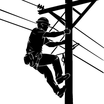 Lineman Silhouette 100% Cotton Fabric Panel Block S1030