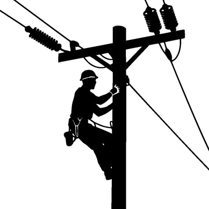 Lineman Silhouette 100% Cotton Fabric Panel Block S1040
