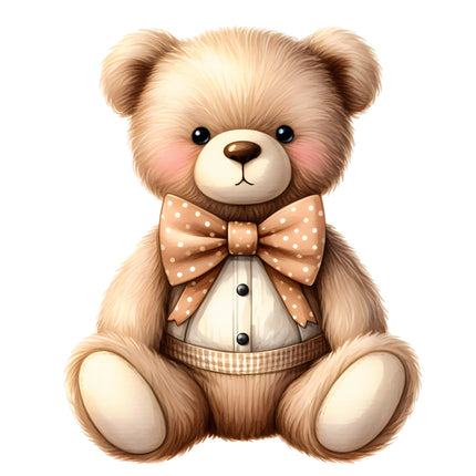 Teddy Bear 100% Cotton Fabric Panel Block S117