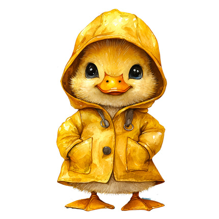 Duck Duckling in Raincoat 100% Cotton Fabric Panel Block S122