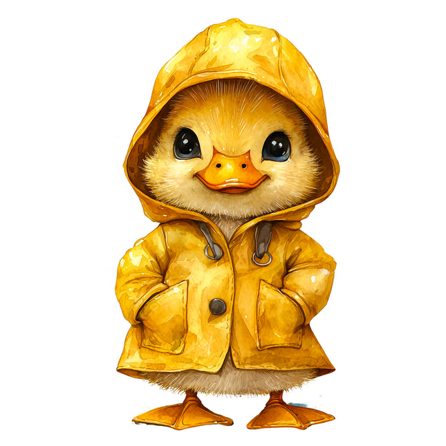 Duck Duckling in Raincoat 100% Cotton Fabric Panel Block S122