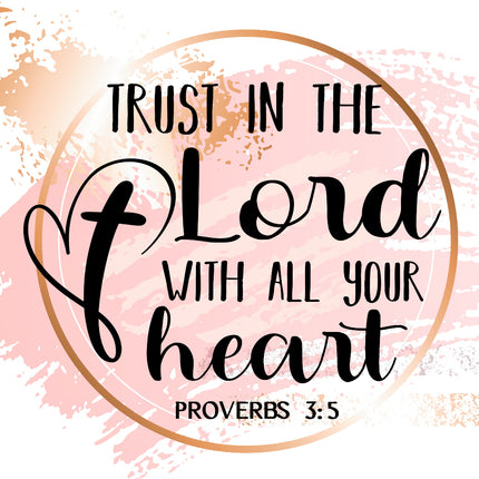 Proverbs 3:5 Bible Verse Scripture 100% Cotton Fabric Panel Block S216