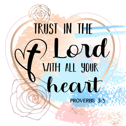 Proverbs 3:5 Bible Verse Scripture 100% Cotton Fabric Panel Block S217