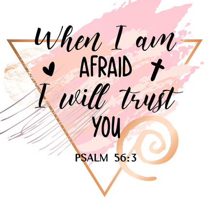 Psalm 56:3 Bible Verse Scripture 100% Cotton Fabric Panel Block S224