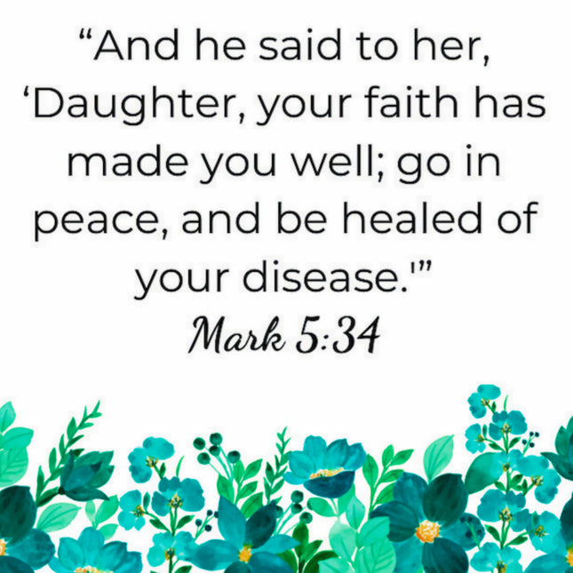 Mark 5:34 Faith Scripture 100% Cotton Fabric Panel Block S269