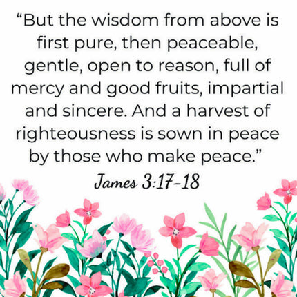 James 3:17-18 Faith Scripture 100% Cotton Fabric Panel Block S270