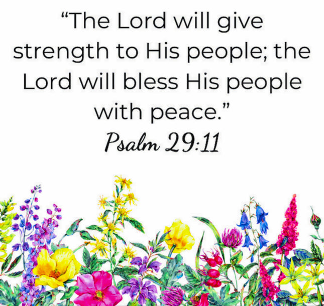 Psalm 29:11 Faith Scripture 100% Cotton Fabric Panel Block S283