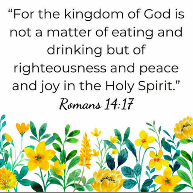 Romans 14:17 Faith Scripture 100% Cotton Fabric Panel Block S286