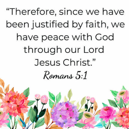 Romans 5:1 Faith Scripture 100% Cotton Fabric Panel Block S291