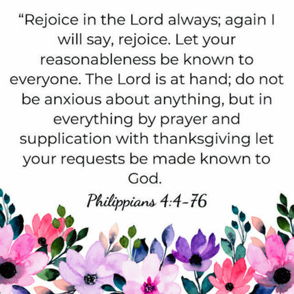 Philippians 4:4-76 Faith Scripture 100% Cotton Fabric Panel Block S296