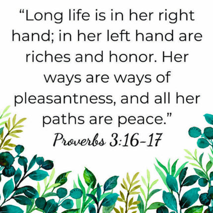 Proverbs 3:16-17 Faith Scripture 100% Cotton Fabric Panel Block S302