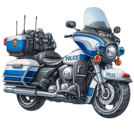 Police Motorcycle 100% Cotton Fabric Panel Block S3056