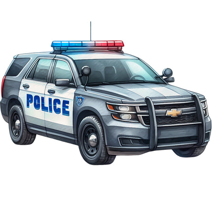 Police Car 100% Cotton Fabric Panel Block S3058