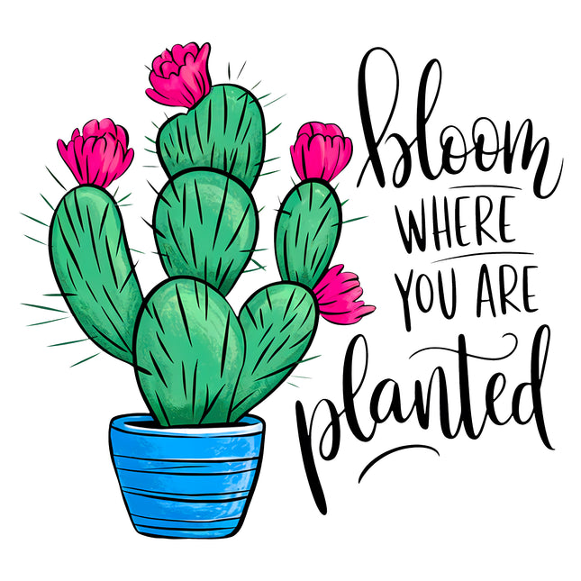 Bloom Where You Are Planted 100% Cotton Fabric Panel Block S3103