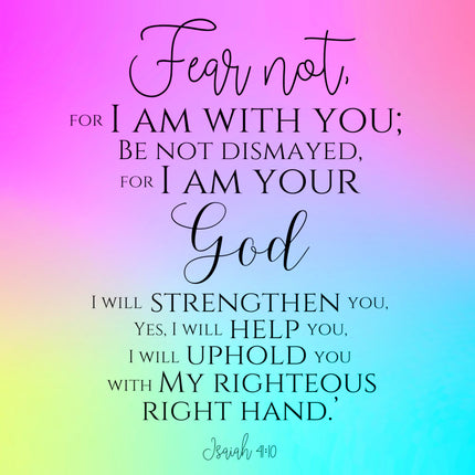 Isaiah 41:10 Faith Scripture 100% Cotton Fabric Panel Block S403