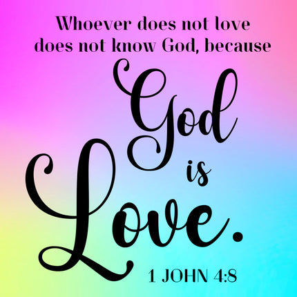 John 4:8 Faith Scripture 100% Cotton Fabric Panel Block S407