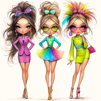 Three Friends Besties 100% Cotton Fabric Panel Block S4070