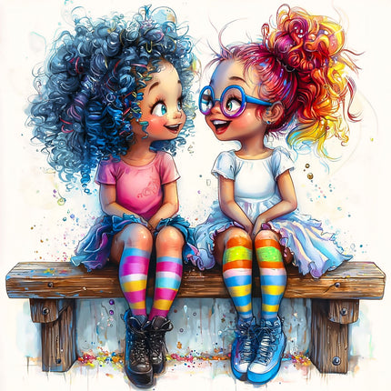 Best Friends Besties 100% Cotton Fabric Panel Block S4081