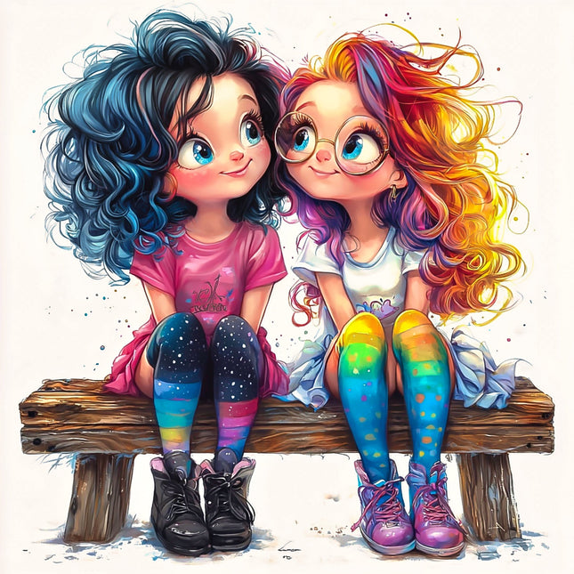 Best Friends Besties 100% Cotton Fabric Panel Block S4082