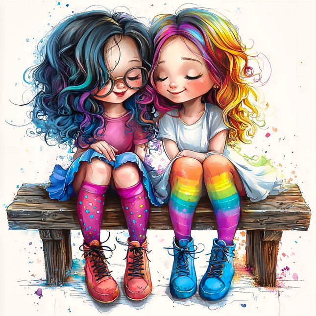 Best Friends Besties 100% Cotton Fabric Panel Block S4083