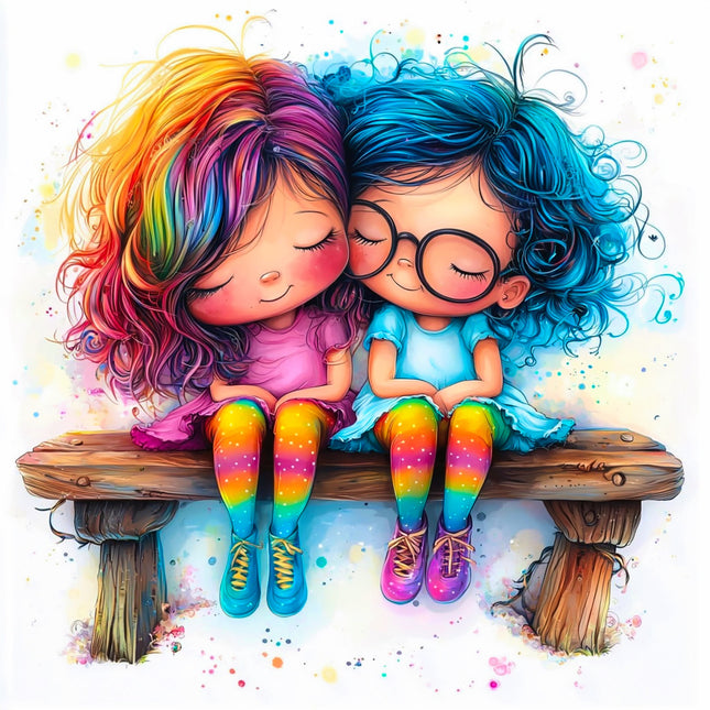 Best Friends Besties 100% Cotton Fabric Panel Block S4093