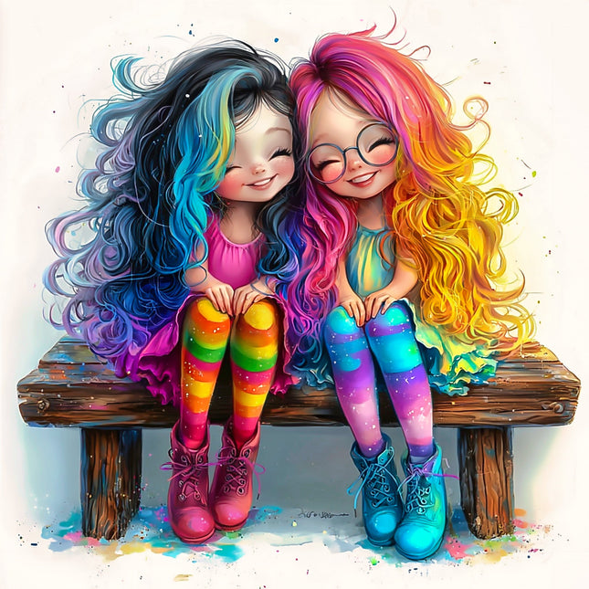 Best Friends Besties 100% Cotton Fabric Panel Block S4096