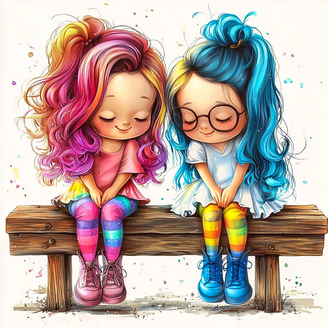 Best Friends Besties 100% Cotton Fabric Panel Block S4099