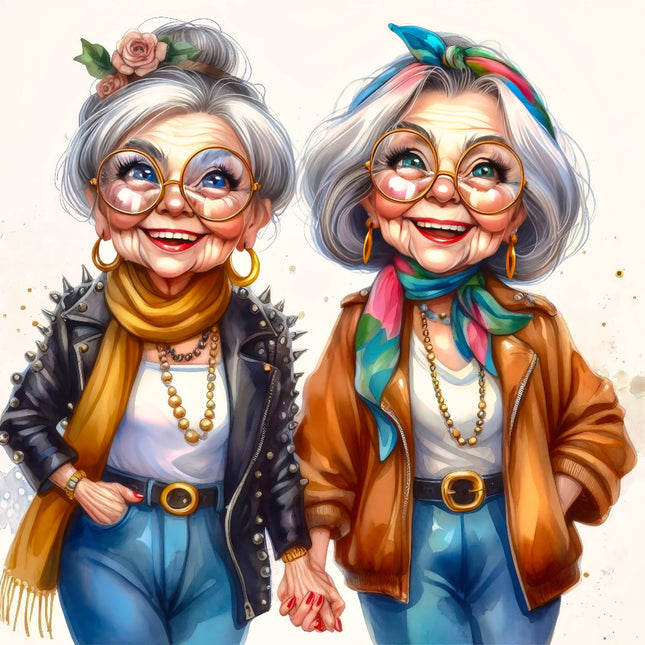 older women friend or sisters fabric panel