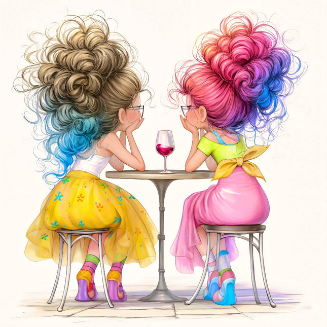 Night Out Women Friends 100% Cotton Fabric Panel Block S4137