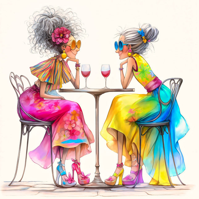 Night Out Women Friends 100% Cotton Fabric Panel Block S4139