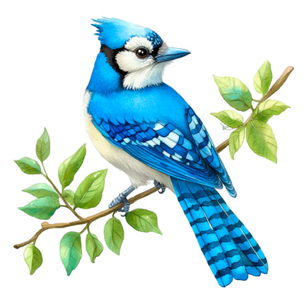 Blue Jay Bird 100% Cotton Fabric Panel Block S4145