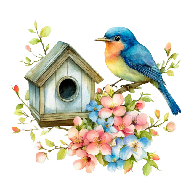Bird House & Bird 100% Cotton Fabric Panel Block S4149