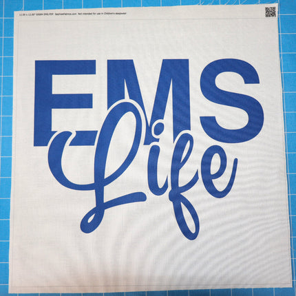 Sheet with 'EMS Life' fabric panel