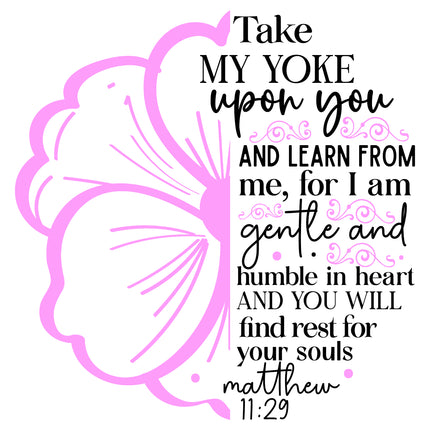 Matthew 11:29 Scripture 100% Cotton Fabric Panel Block S5102